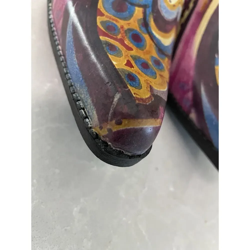 Corkys Women’s Heeled Rubber Ankle Bootie Multicolor Boho Print Size 6
